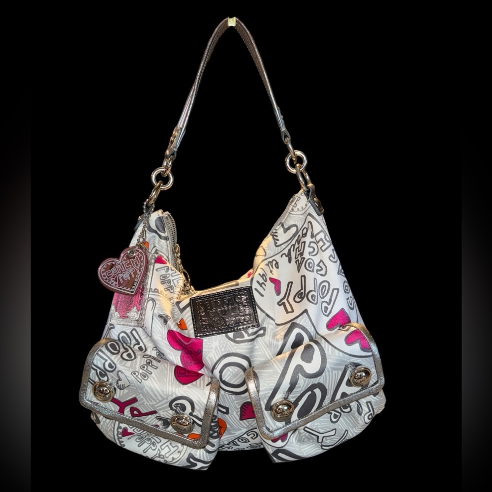 COACH Limited Edition 2009 Poppy Graffiti Double Flap pocket Hobo Bag 14636